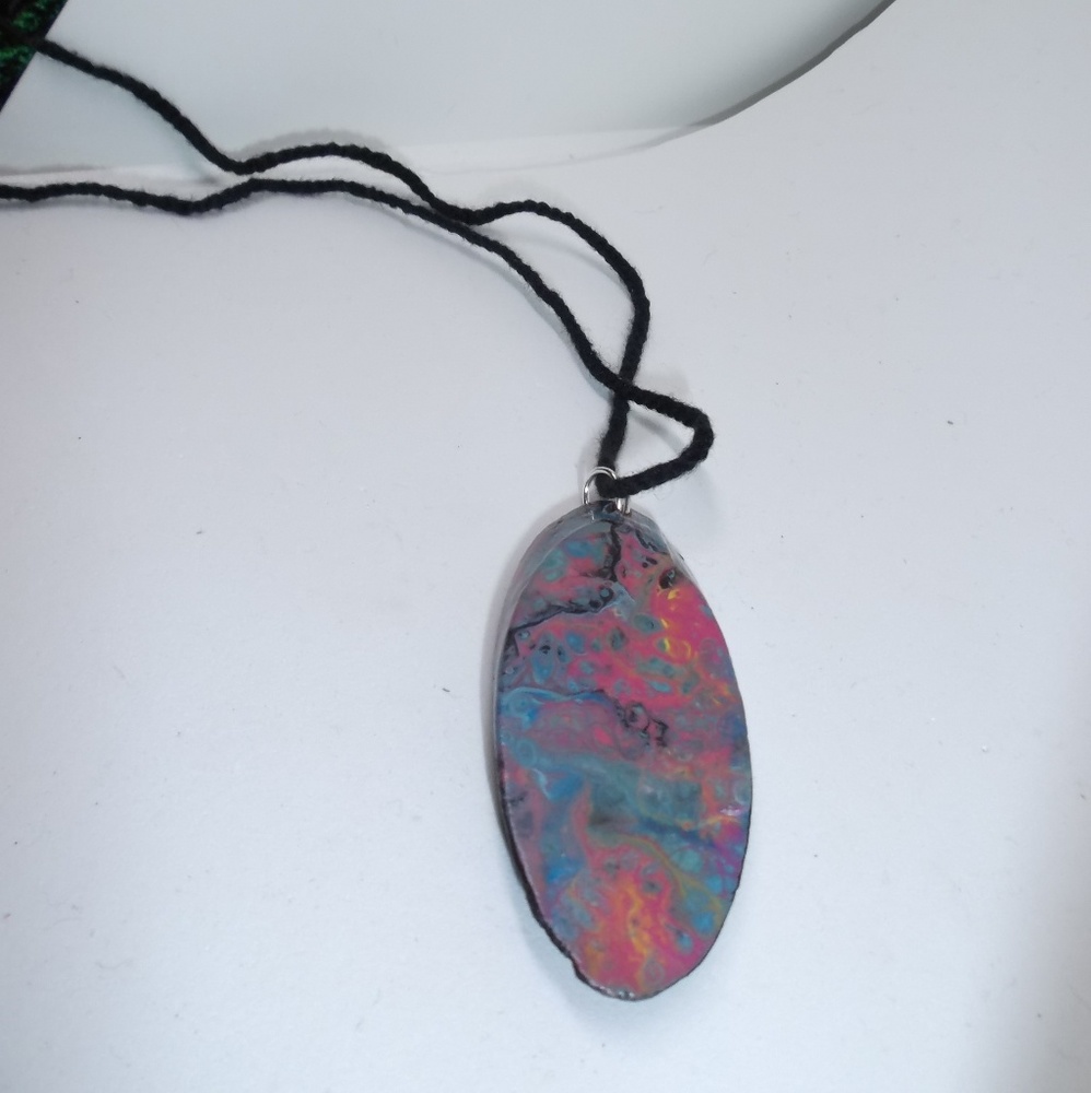 Galaxy painted Driftwood Necklace Wearable Art